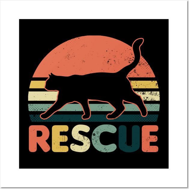 Cat Adoption Shirt | Vintage Retro Sunset Rescue Gift Wall Art by Gawkclothing